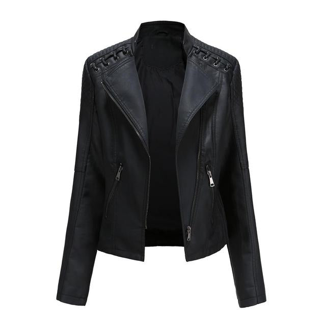 Women's Leather Look Moto Jacket — View 1