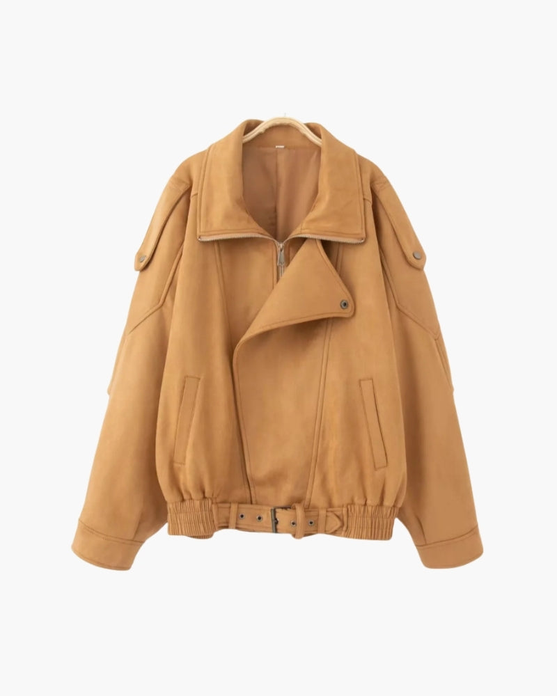 Women's Relaxed Suede-Look Jacket | Vintage in Brown - Juana Fashion