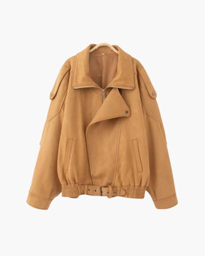 Women's Relaxed Suede-Look Jacket | Vintage in Brown - Juana Fashion