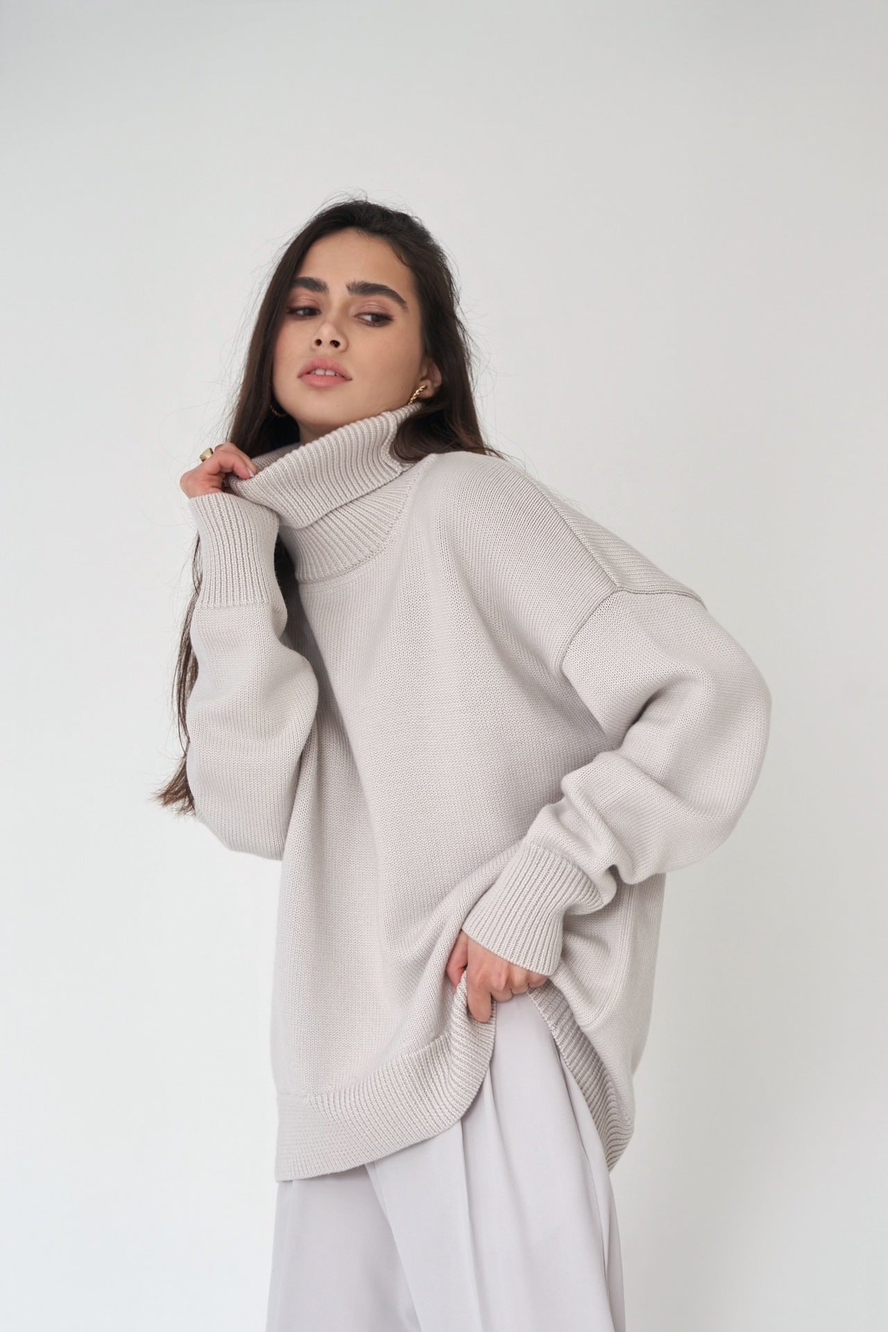 Women's Relaxed Fit Turtleneck Sweater — View 4