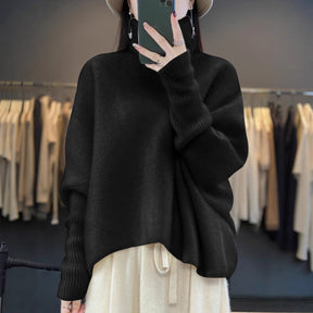 Women's Wool Relaxed Fit Mock Neck Sweater — View 5