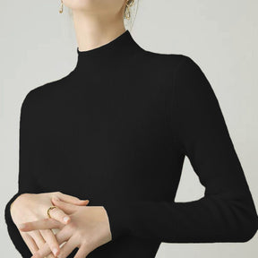 Women's Cashmere Fitted Mock Neck Sweater — View 2