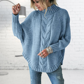 Women's Chunky Knit Batwing Sleeve Turtleneck Sweater — View 1