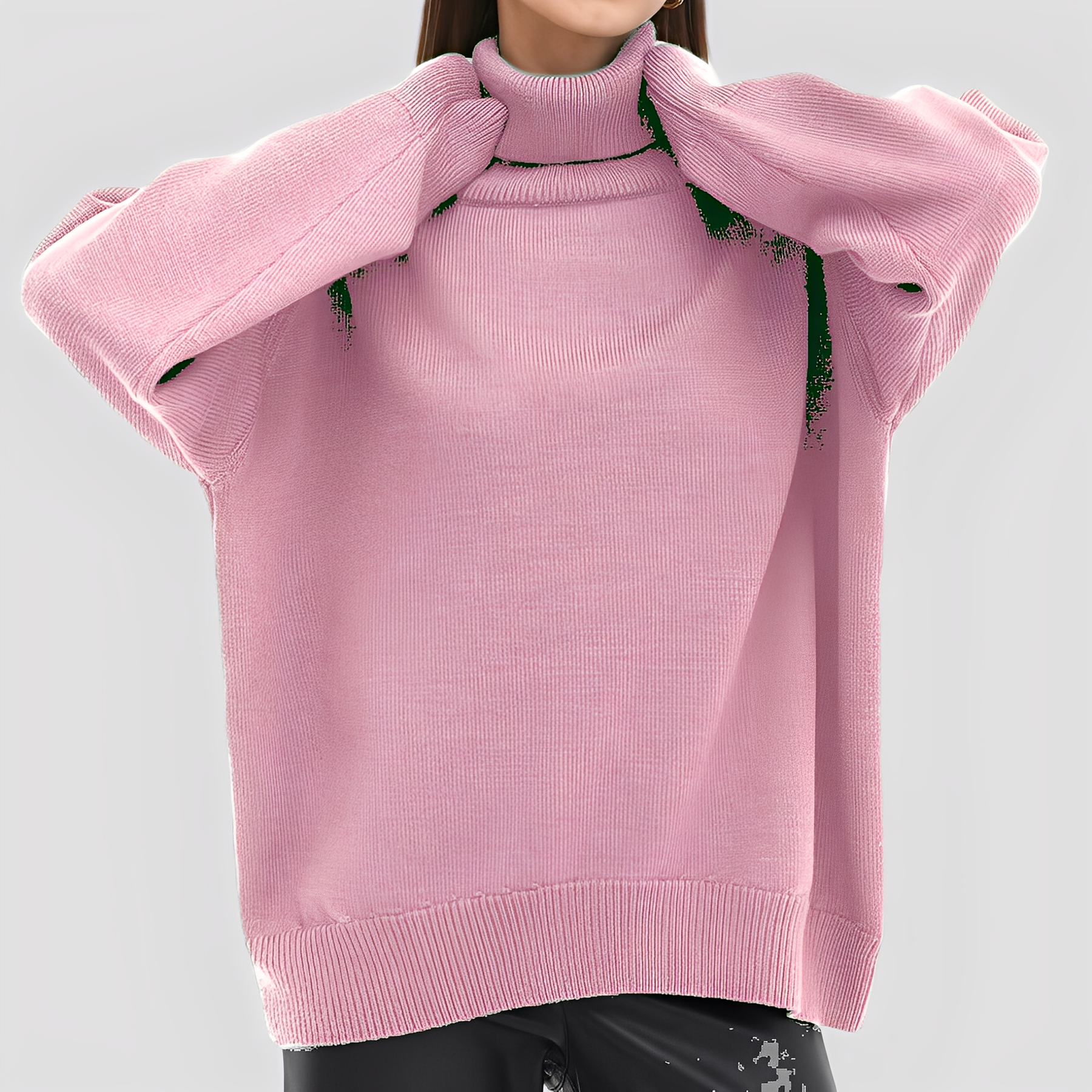 Women's Oversized Plus Size Turtleneck Sweater — View 6