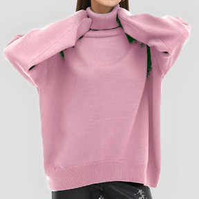 Women's Oversized Plus Size Turtleneck Sweater — View 6