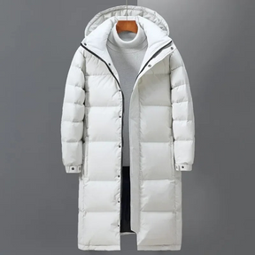 Long Hooded Quilted Coat | Robert in White - Juana Fashion