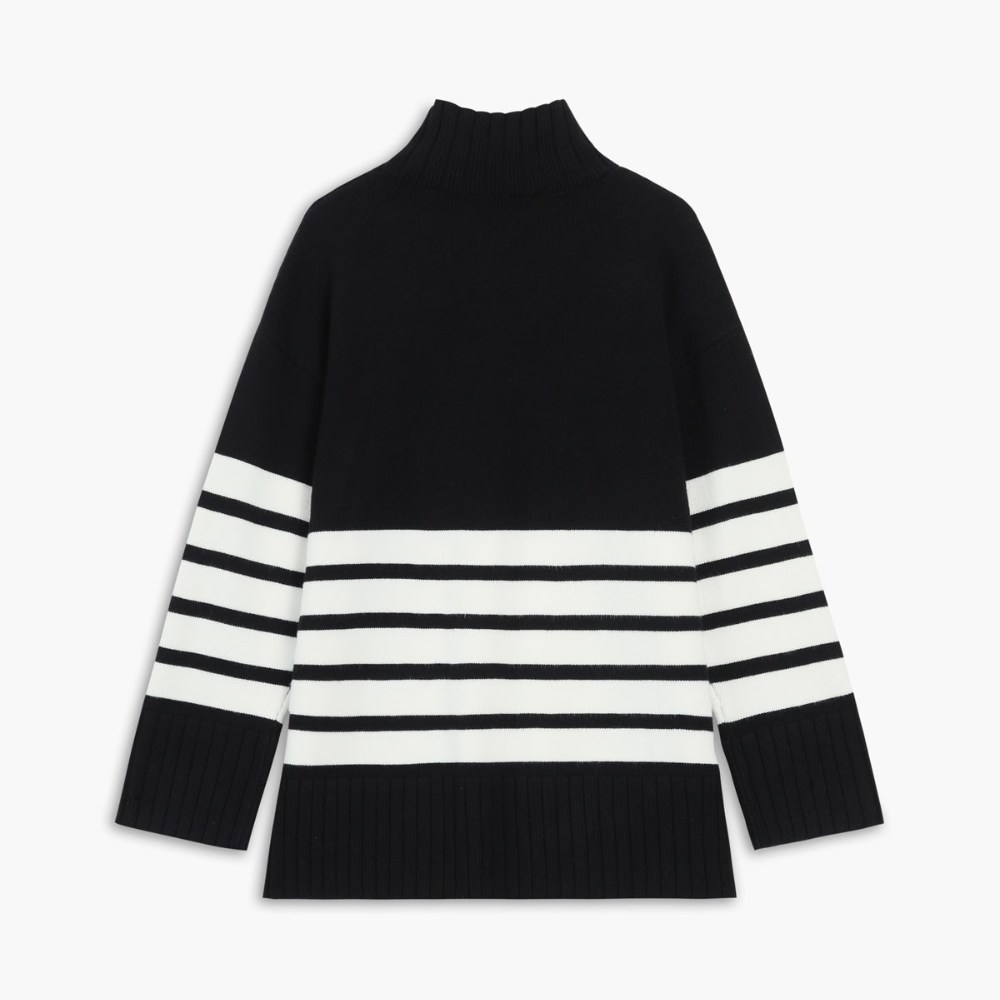Women's Striped Turtleneck Sweatshirt — View 1