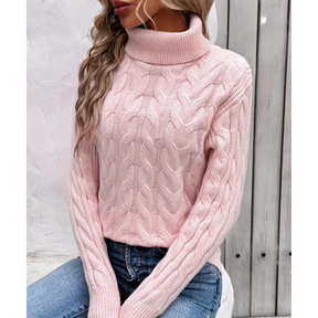 Women's Cable Knit Turtleneck Sweater — View 3