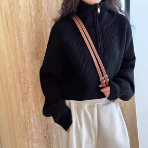 Women's Batwing Sleeve Half Zip Sweater — View 2