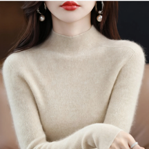 Women's Cashmere Fitted Mock Neck Sweater — View 5