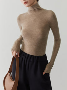 Women's Cashmere Mock Neck Sweater — View 11