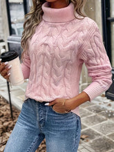 Women's Cable Knit Turtleneck Sweater — View 7
