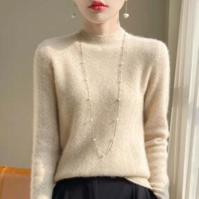 Women's Cashmere Jacquard Mock Neck Sweater — View 8