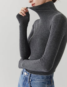 Women's Cashmere Mock Neck Sweater — View 8