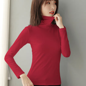 Women's Wool Fitted Long Sleeve Mock Neck Top — View 11