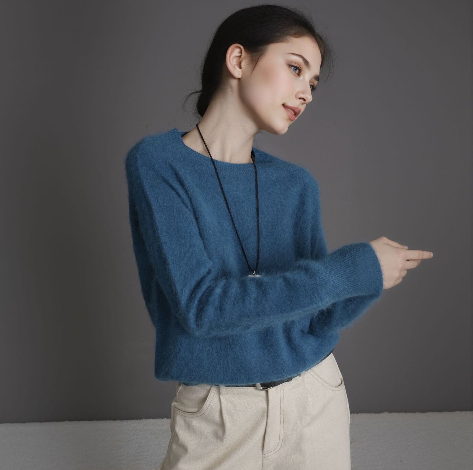 Women's Cashmere Blend Crewneck Sweater — View 9