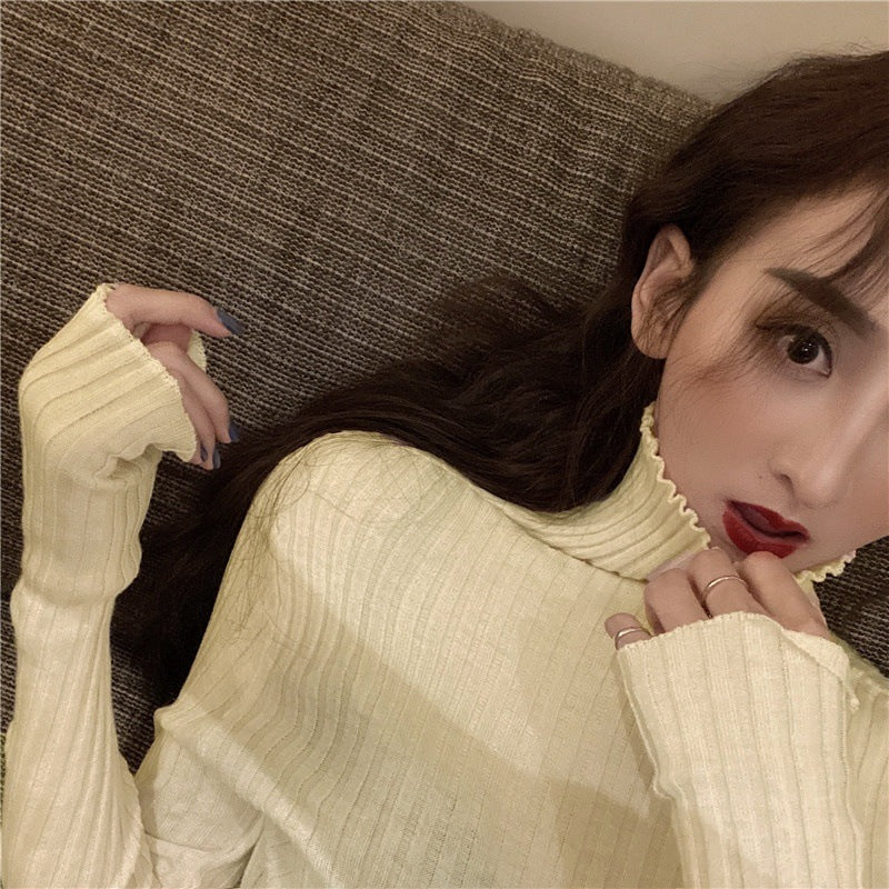 Women's Chunky Knit Mock Neck Sweater — View 4