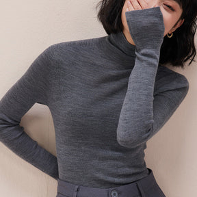 Women's Wool Mock Neck Sweater — View 8