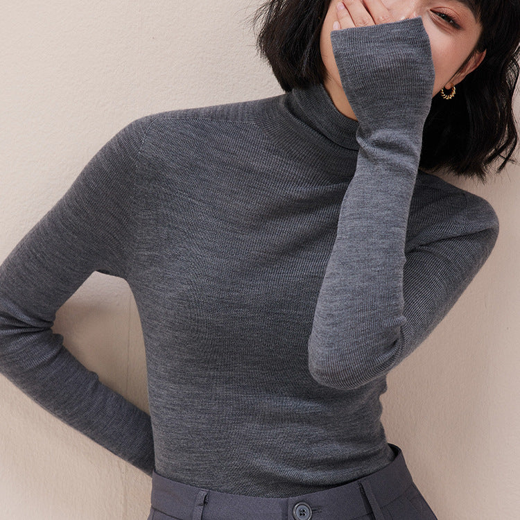 Women's Wool Mock Neck Sweater — View 8