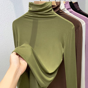 Women's Ribbed Textured Long Sleeve Mock Neck Top — View 7