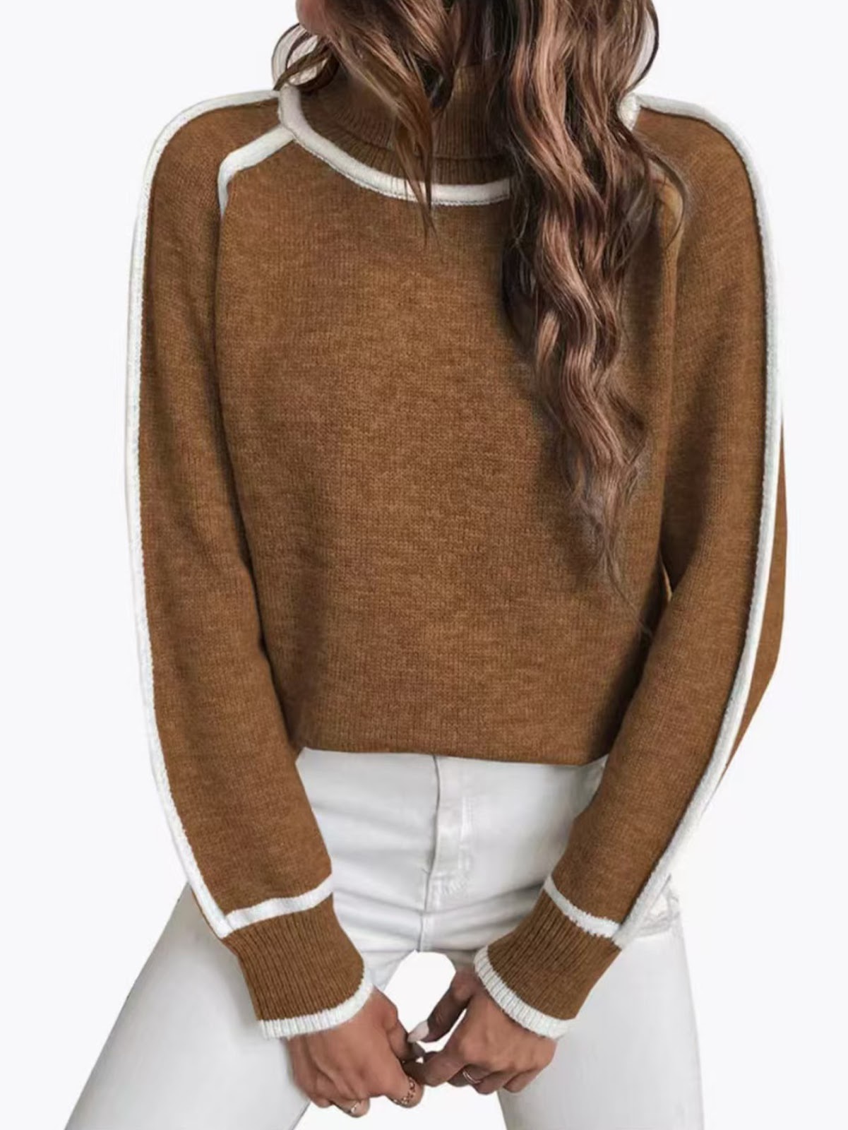 Women's Raglan Sleeve Mock Neck Sweater — View 5