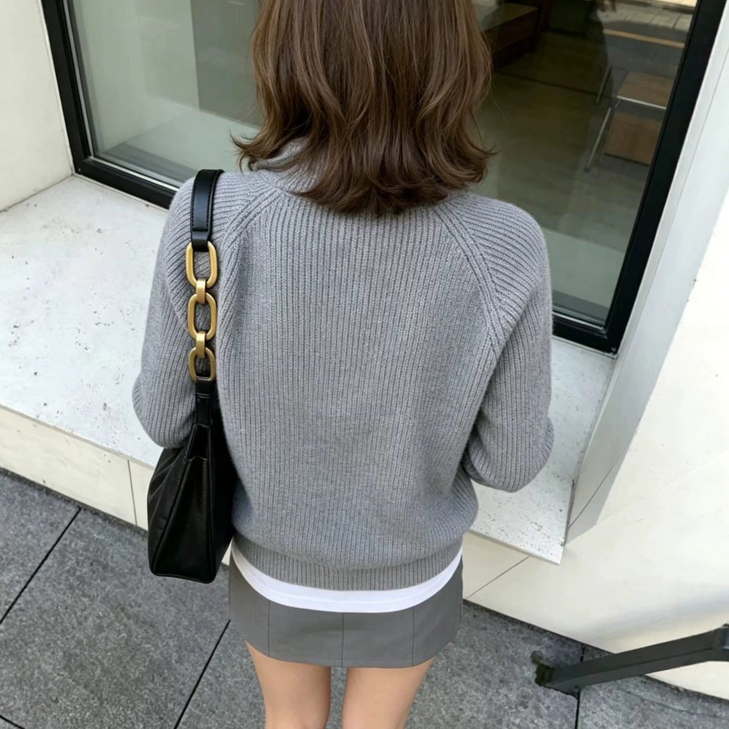 Women's Half Zip Mock Neck Sweater — View 4
