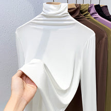 Women's Ribbed Textured Long Sleeve Mock Neck Top — View 4