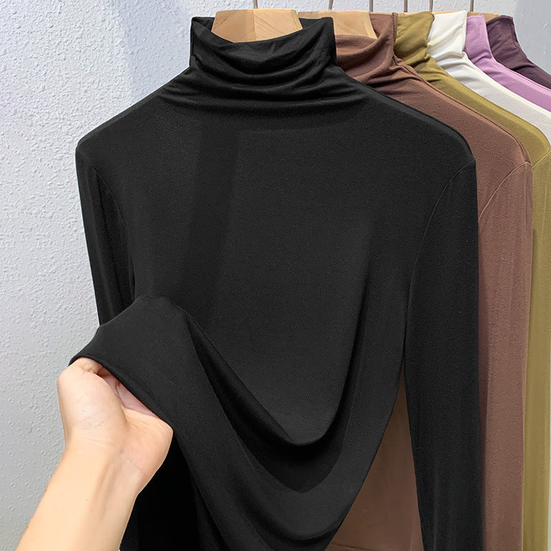 Women's Ribbed Textured Long Sleeve Mock Neck Top — View 6