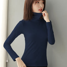 Women's Wool Fitted Long Sleeve Mock Neck Top — View 3