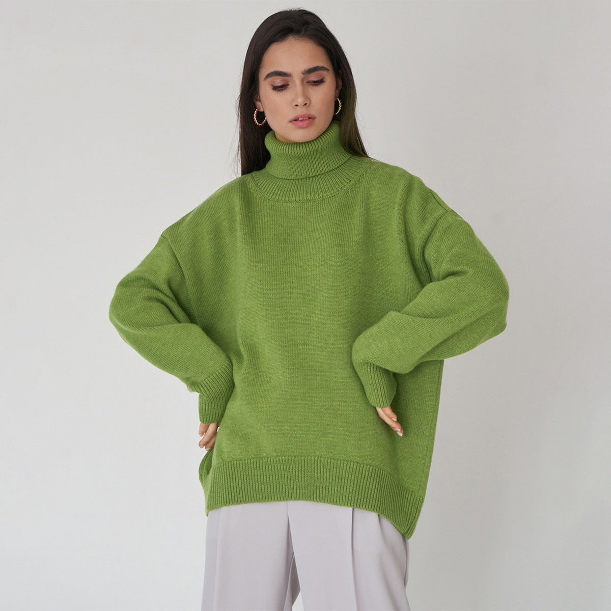Women's Relaxed Fit Turtleneck Sweater — View 1