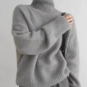 Women's Wool Relaxed Fit Mock Neck Sweater — View 2