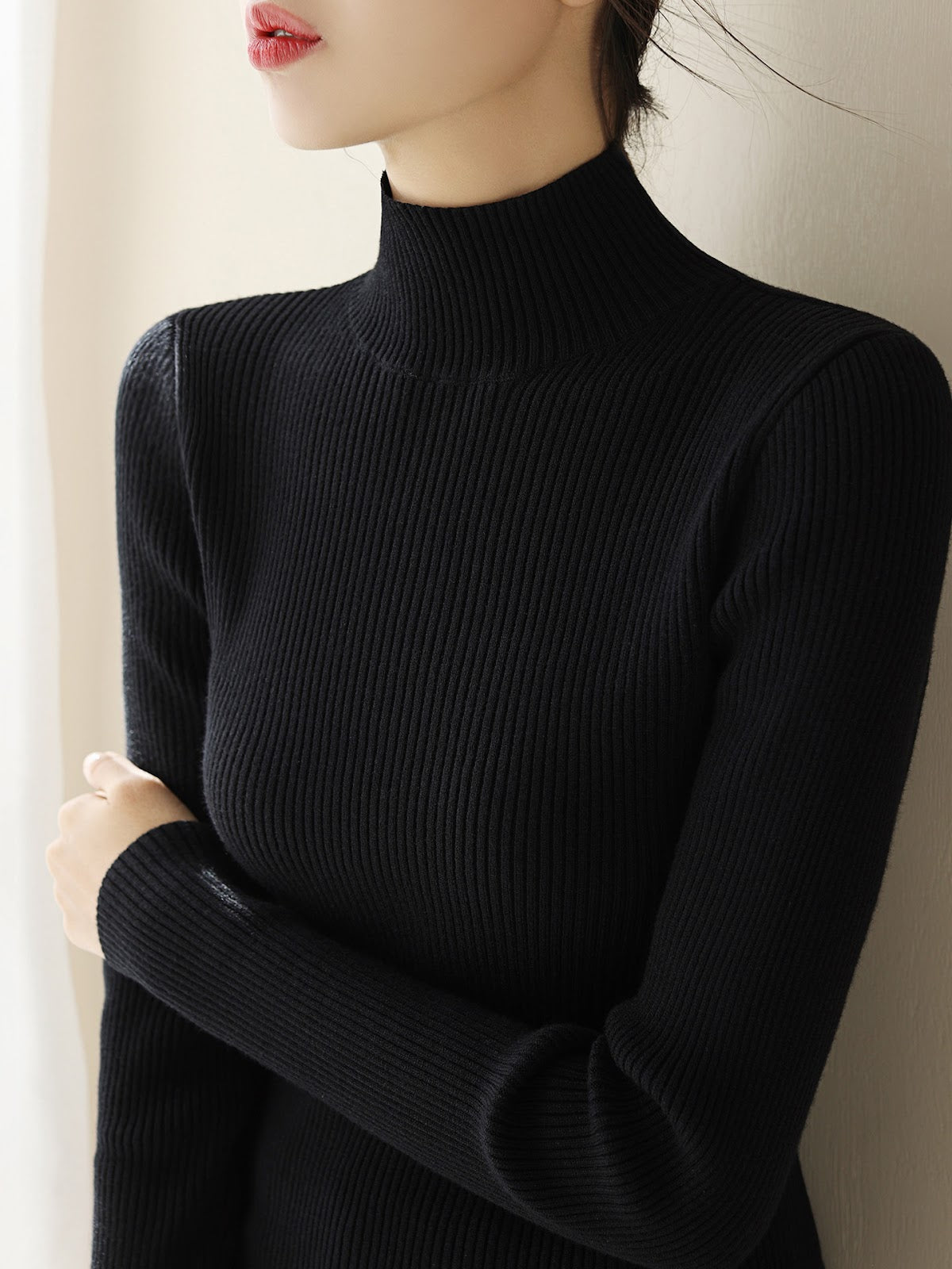 Women's Wool Mock Neck Sweater — View 8