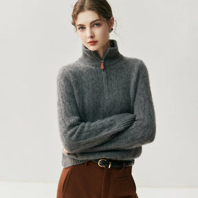 Women's Cable Knit Zip Front Sweater — View 8