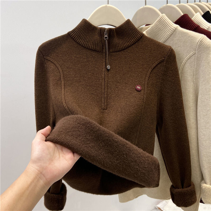 Women's Half Zip Mock Neck Sweater — View 3