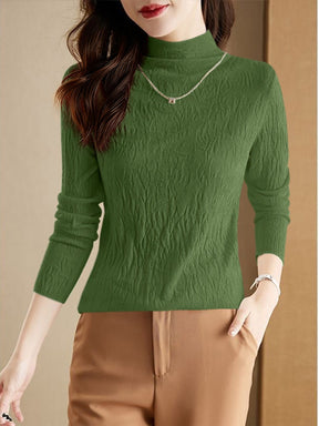 Women's Wool Textured Mock Neck Sweater — View 9