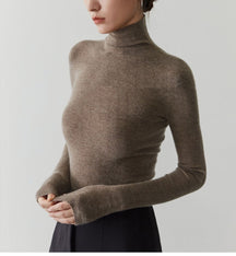 Women's Cashmere Mock Neck Sweater — View 6