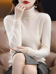 Women's Wool Relaxed Fit Turtleneck Sweater — View 4