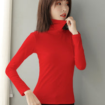 Women's Wool Fitted Long Sleeve Mock Neck Top — View 6