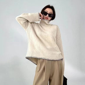 Women's Cable Knit Turtleneck Sweater — View 2
