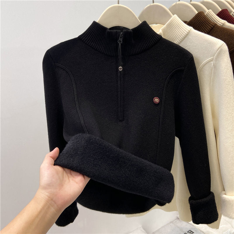 Women's Half Zip Mock Neck Sweater — View 6