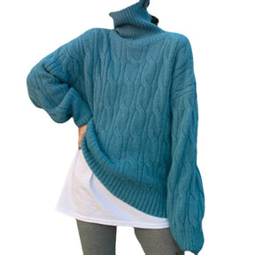 Women's Cable Knit Turtleneck Sweater — View 5