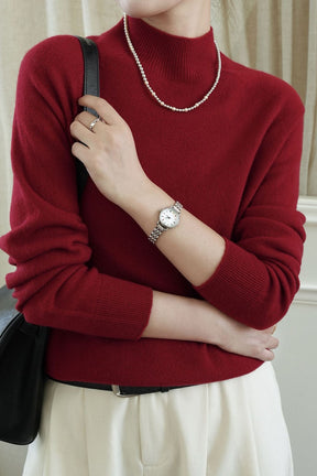 Women's Wool Relaxed Fit Mock Neck Sweater — View 2