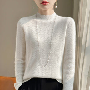 Women's Cashmere Jacquard Mock Neck Sweater — View 6
