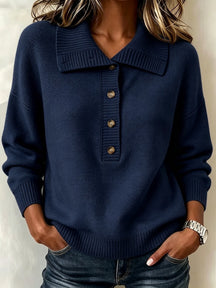 Women's Button Detail Mock Neck Sweater — View 7