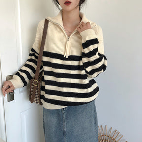 Women's Striped Zip Front Cardigan — View 7
