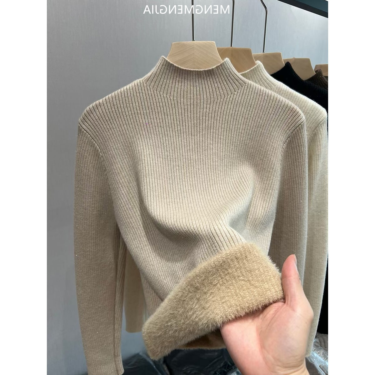 Women's Ribbed Mock Neck Sweater — View 1