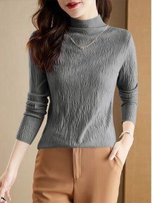 Women's Wool Textured Mock Neck Sweater — View 5