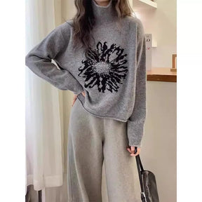 Women's Relaxed Fit Jacquard Turtleneck Sweater — View 4