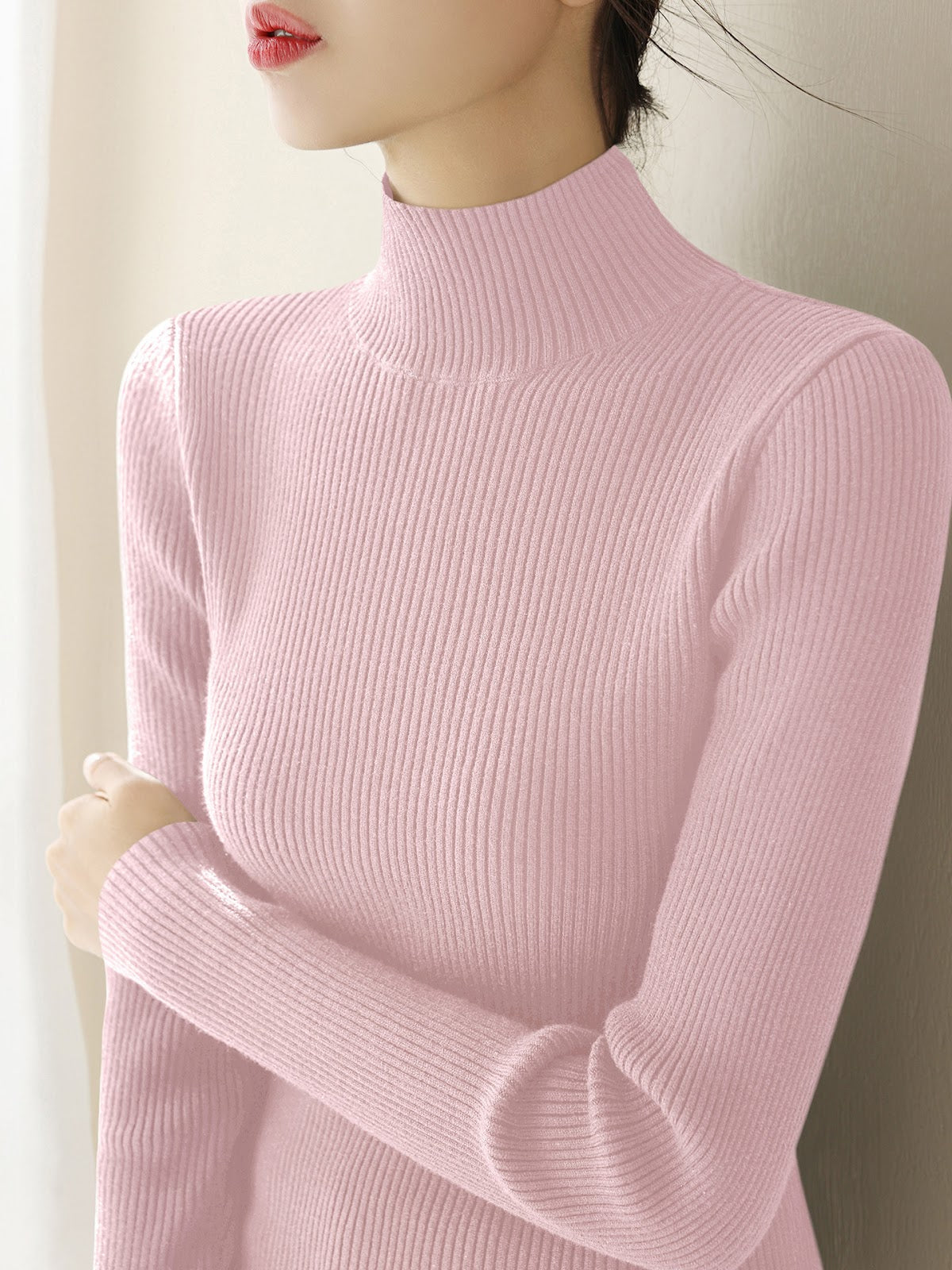 Women's Wool Mock Neck Sweater — View 6