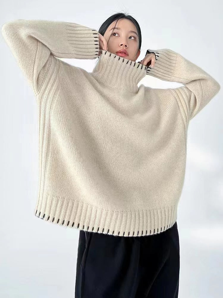 Women's Cable Knit Turtleneck Sweater — View 5